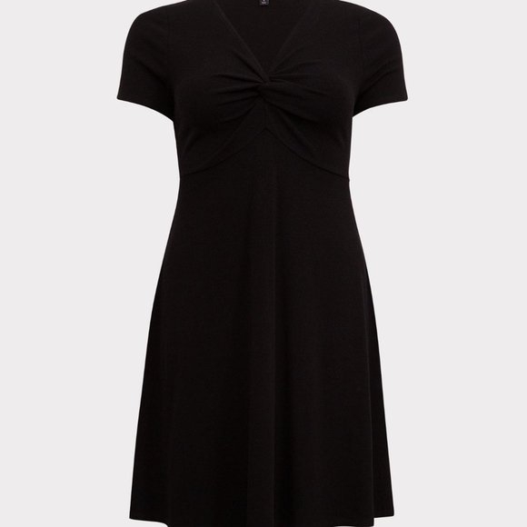 Torrid Mini Rib Knit Twist Front Skater Dress - Picture 3 of 6
